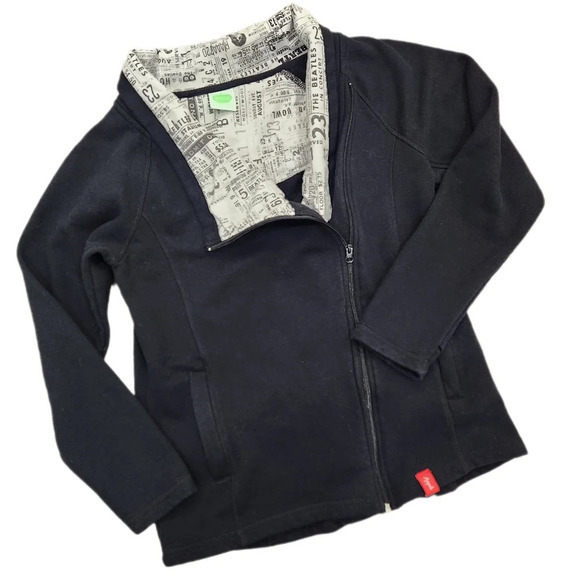 APPLE Clothing "BEATLES" FLEECE Zip Jacket,Blk/Wht, Women's Medium (listing as) - Picture 1 of 12